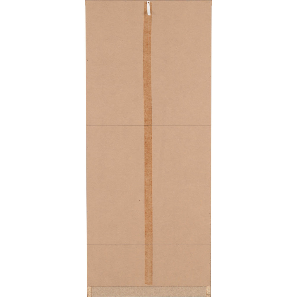 Seville 2 Door 1 Drawer Wardrobe - White Gloss/Light Oak Effect Veneer
