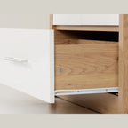 Seville 2 Door 1 Drawer Wardrobe - White Gloss/Light Oak Effect Veneer