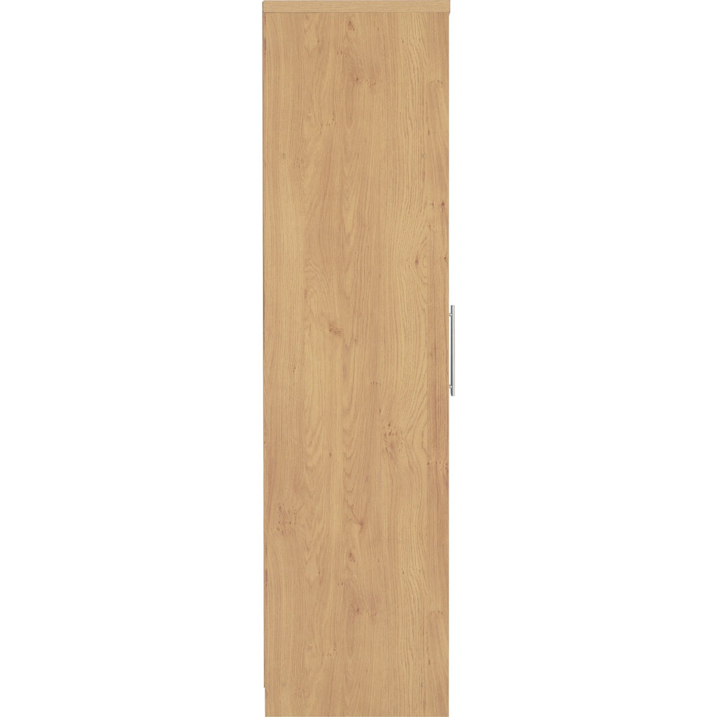 Seville 2 Door Wardrobe - Grey Gloss/Light Oak Effect Veneer