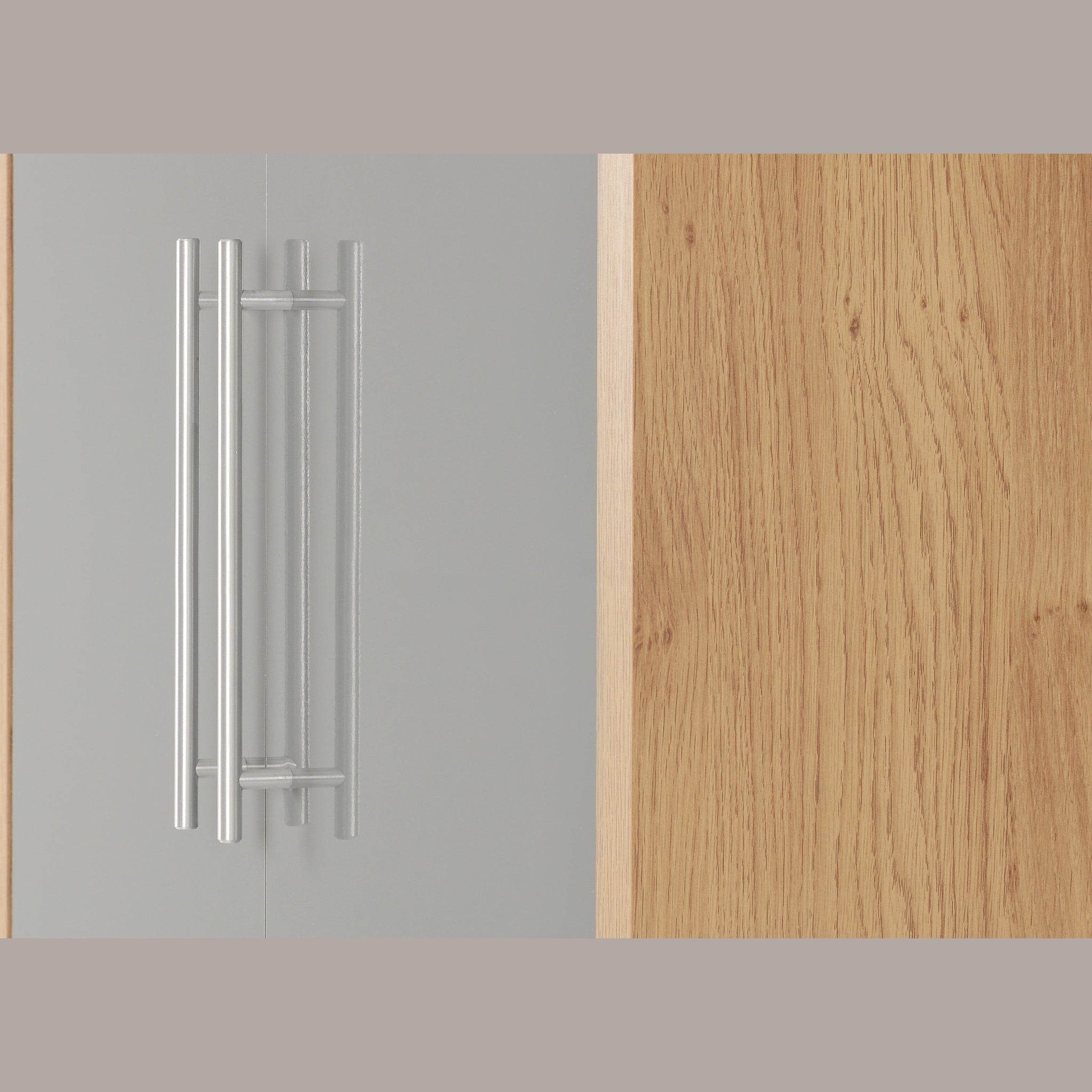 Seville 2 Door Wardrobe - Grey Gloss/Light Oak Effect Veneer