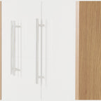 Seville 3 Door 2 Drawer Wardrobe - White Gloss/Light Oak Effect Veneer