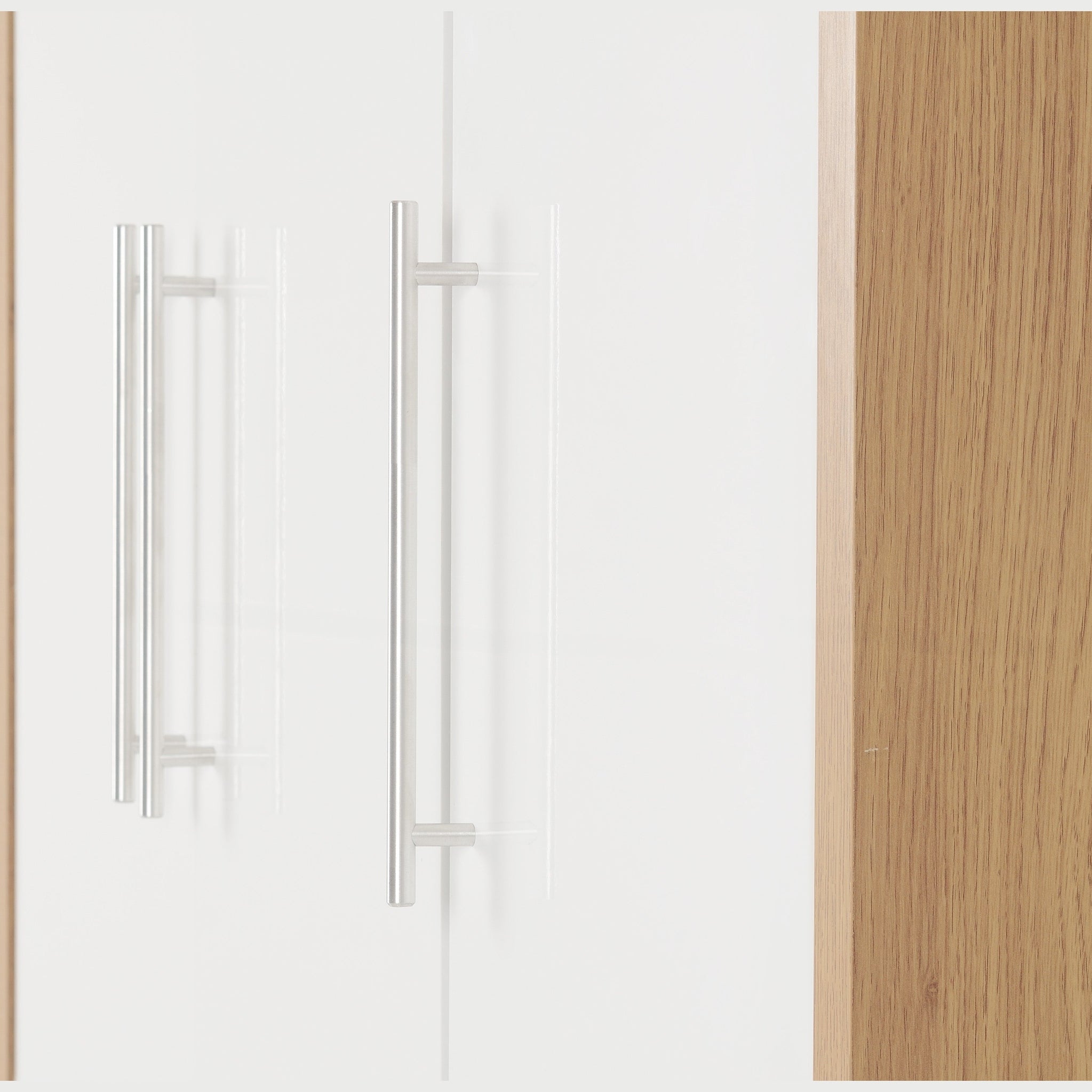 Seville 3 Door 2 Drawer Wardrobe - White Gloss/Light Oak Effect Veneer