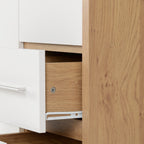 Seville 3 Door 2 Drawer Wardrobe - White Gloss/Light Oak Effect Veneer