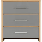 Seville 3 Drawer Chest - Grey Gloss/Light Oak Effect Veneer