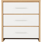 Seville 3 Drawer Chest - White Gloss/Light Oak Effect Veneer