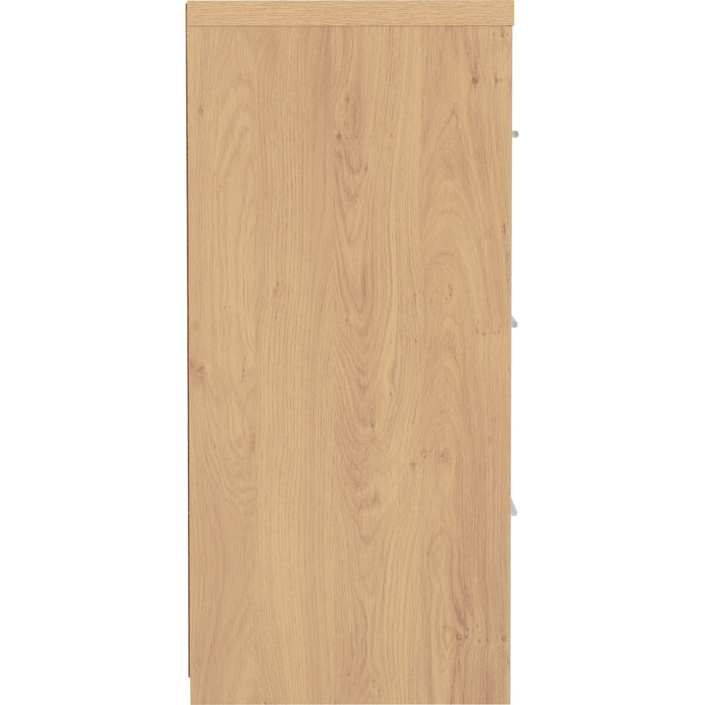 Seville 3 Drawer Chest - White Gloss/Light Oak Effect Veneer
