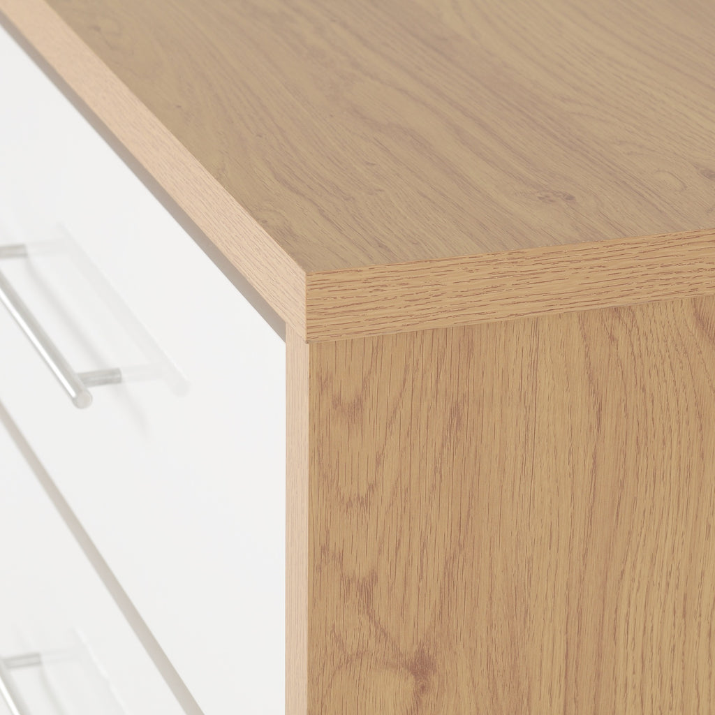 Seville 3 Drawer Chest - White Gloss/Light Oak Effect Veneer