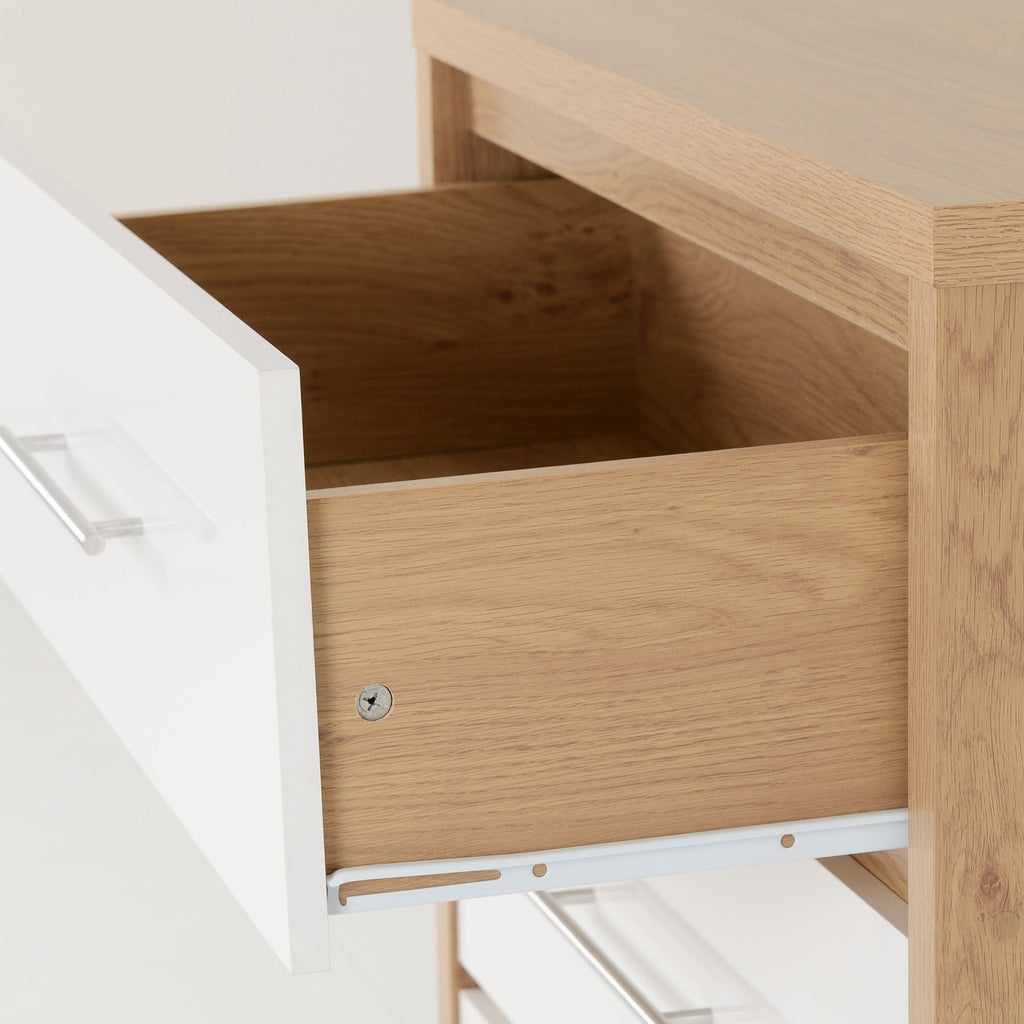 Seville 3 Drawer Chest - White Gloss/Light Oak Effect Veneer