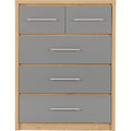 Seville 3+2 Drawer Chest - Grey Gloss/Light Oak Effect Veneer