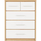 Seville 3+2 Drawer Chest - White Gloss/Light Oak Effect Veneer