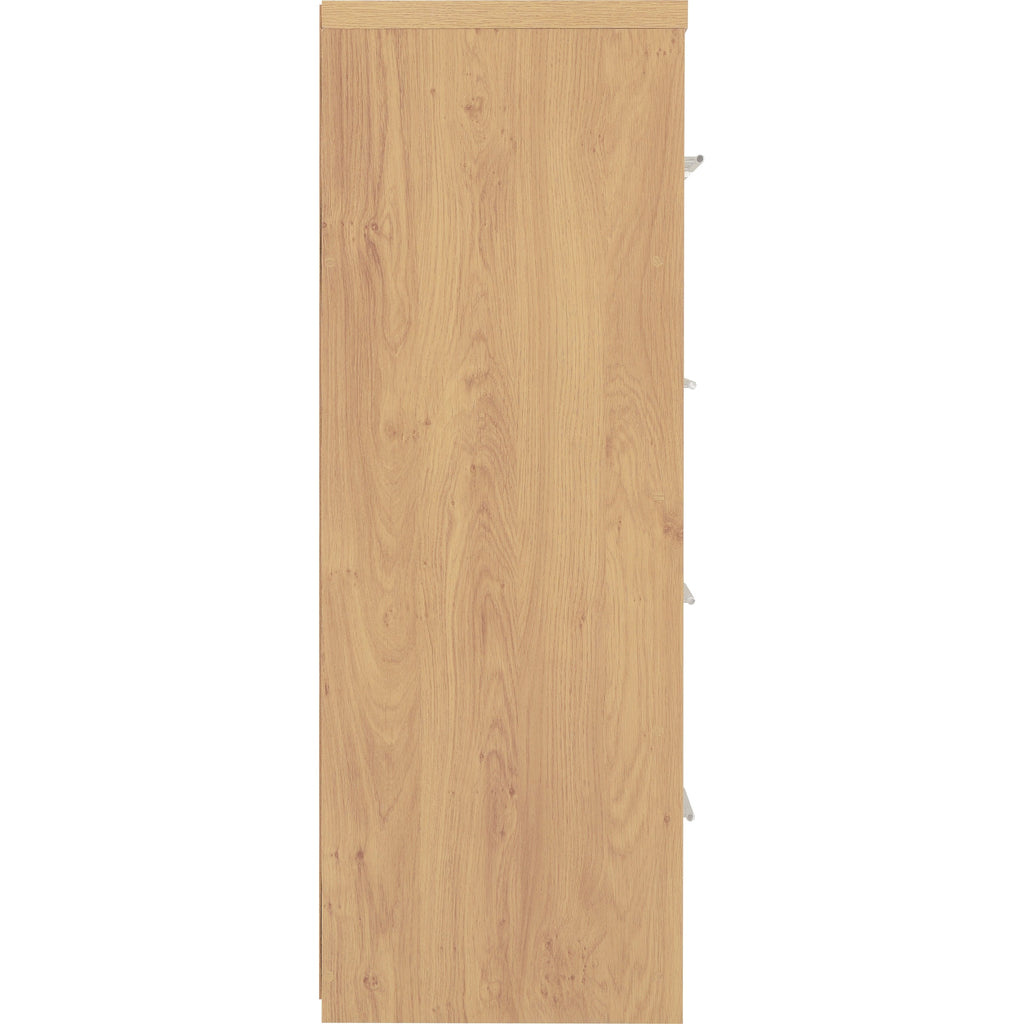 Seville 3+2 Drawer Chest - White Gloss/Light Oak Effect Veneer