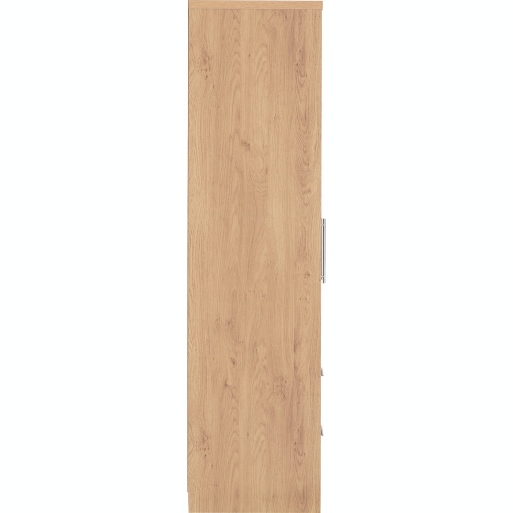 Seville 4 Door 2 Drawer Wardrobe - Grey Gloss/Light Oak Effect Veneer