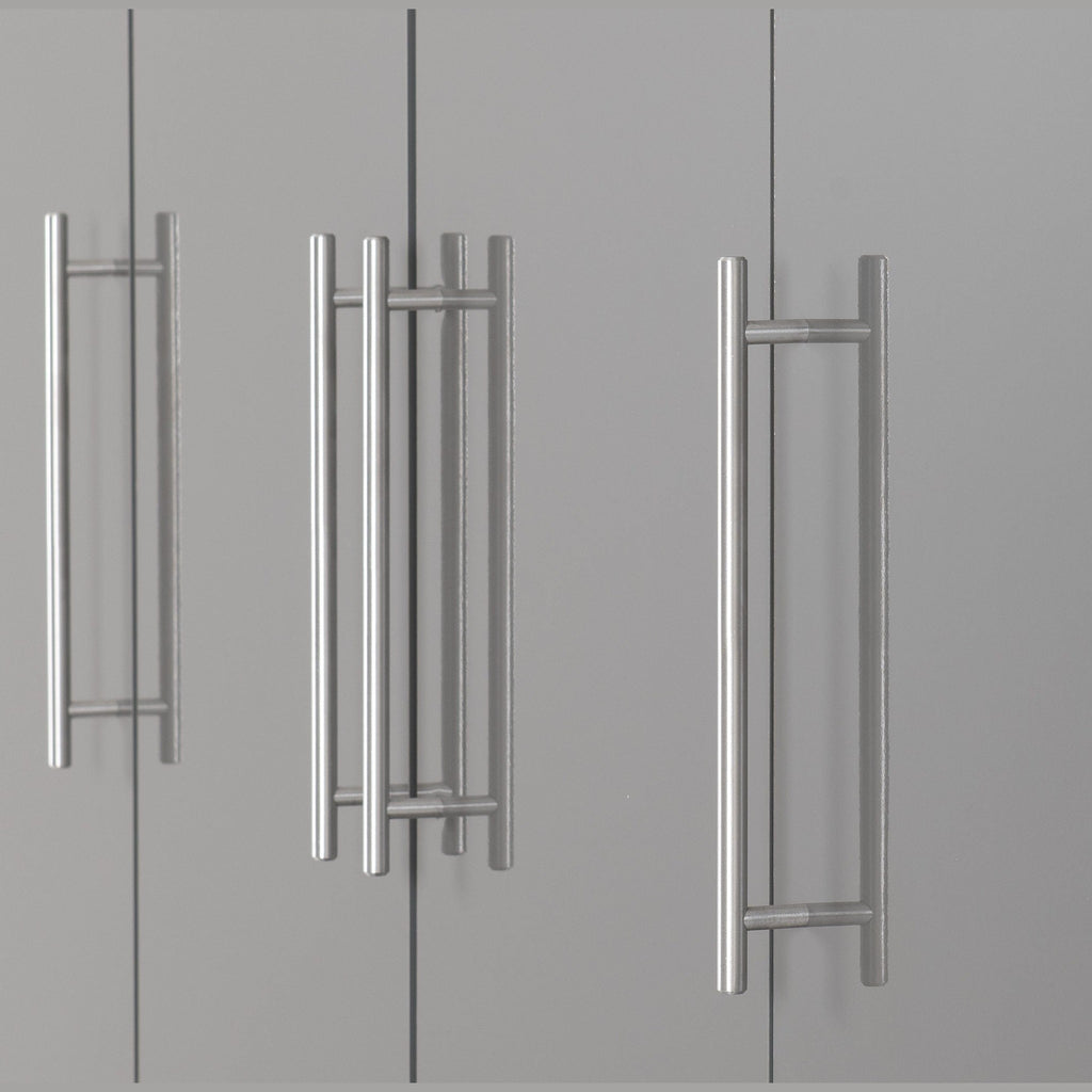 Seville 4 Door 2 Drawer Wardrobe - Grey Gloss/Light Oak Effect Veneer