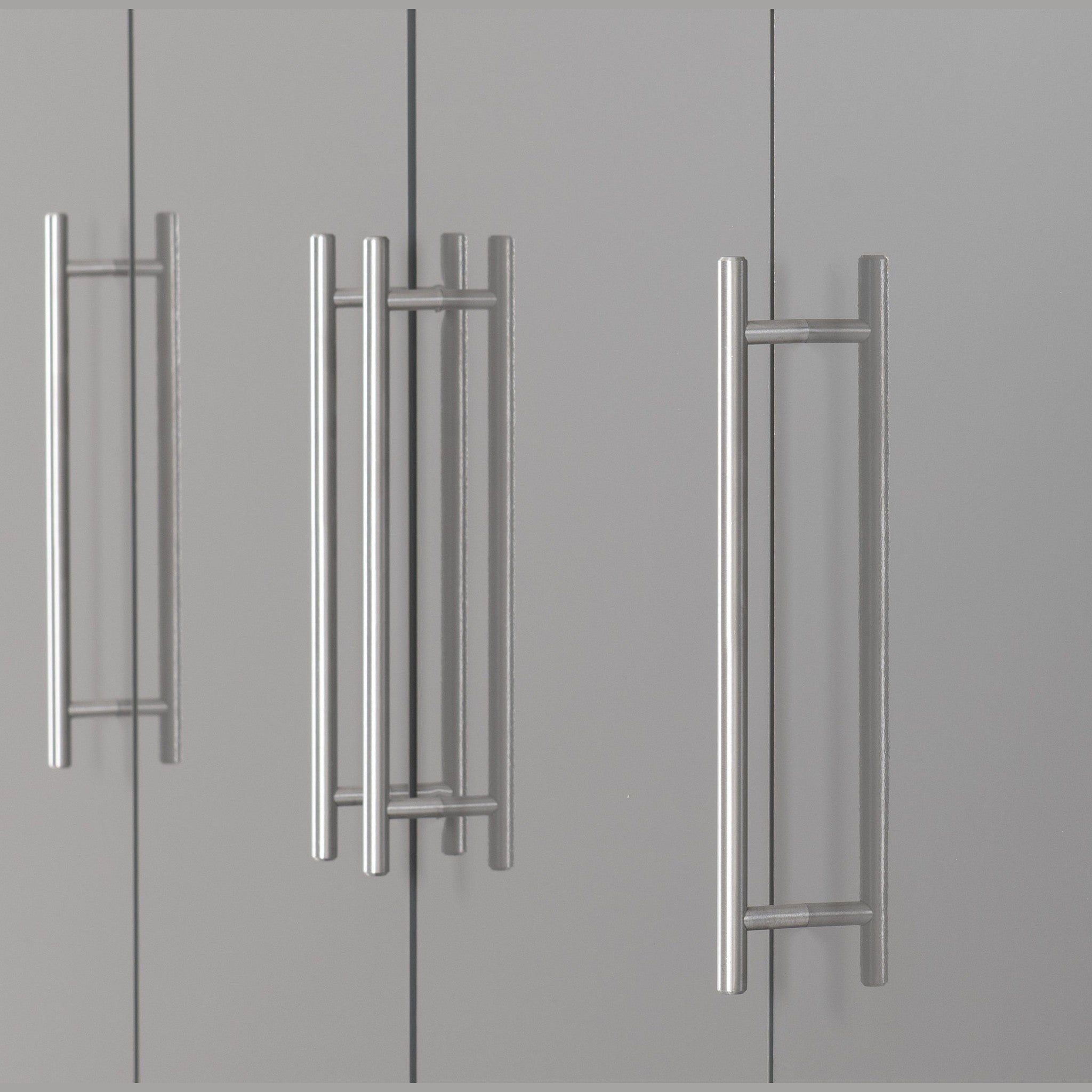 Seville 4 Door 2 Drawer Wardrobe - Grey Gloss/Light Oak Effect Veneer