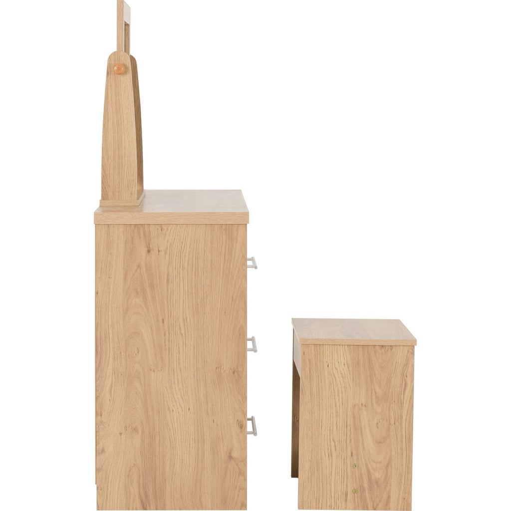 Seville Dressing Table Set - White Gloss/Light Oak Effect Veneer
