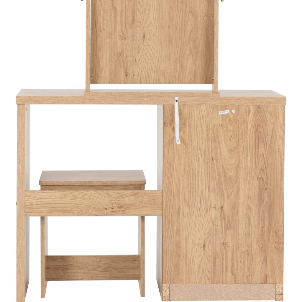 Seville Dressing Table Set - White Gloss/Light Oak Effect Veneer