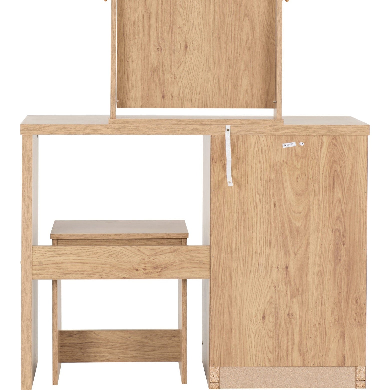 Seville Dressing Table Set - White Gloss/Light Oak Effect Veneer