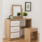 Seville Dressing Table Set - White Gloss/Light Oak Effect Veneer