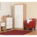 Seville 3 Drawer Chest - White Gloss/Light Oak Effect Veneer