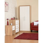 Seville 3 Drawer Chest - White Gloss/Light Oak Effect Veneer