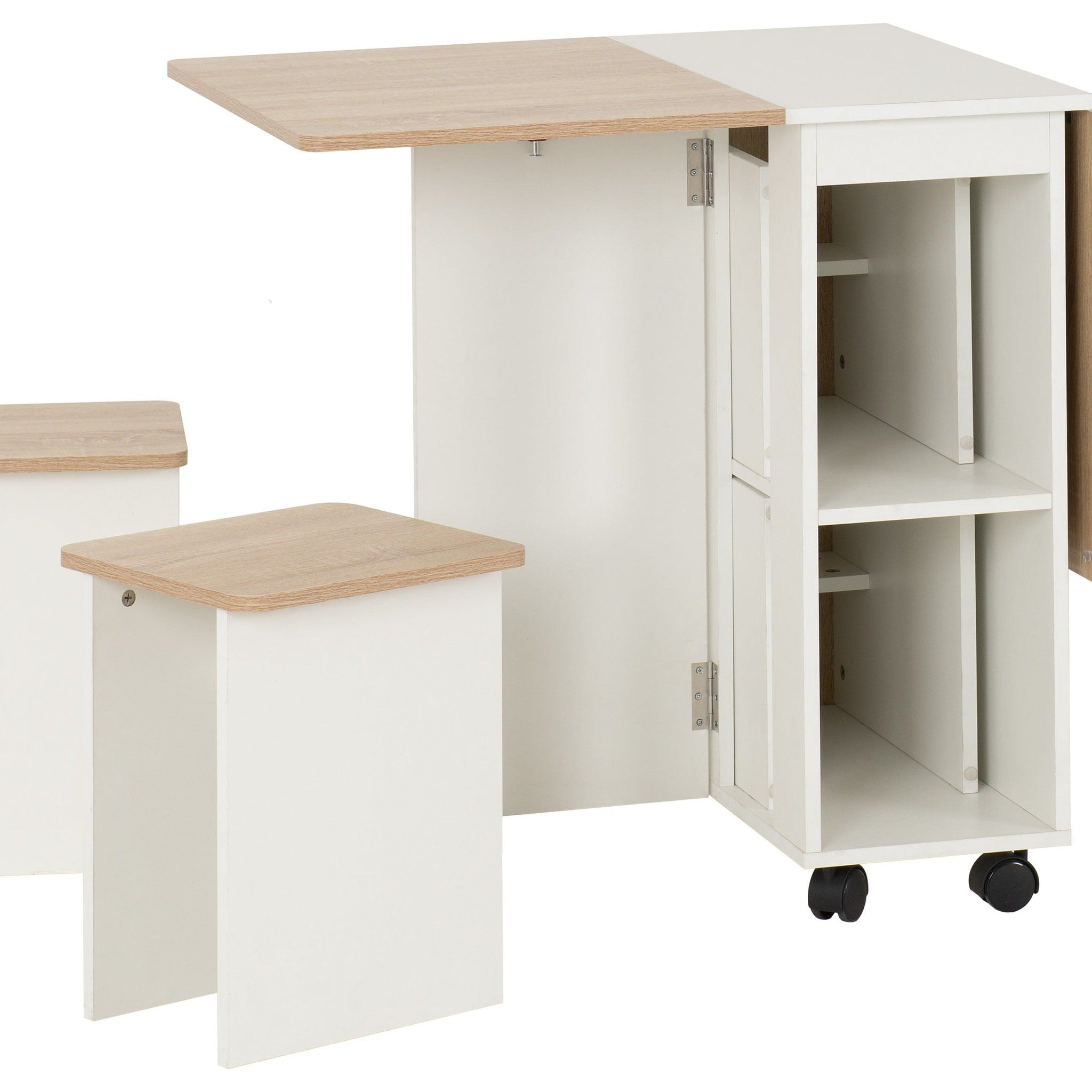 Seymore Stowaway Dining Set - Oak Effect/White
