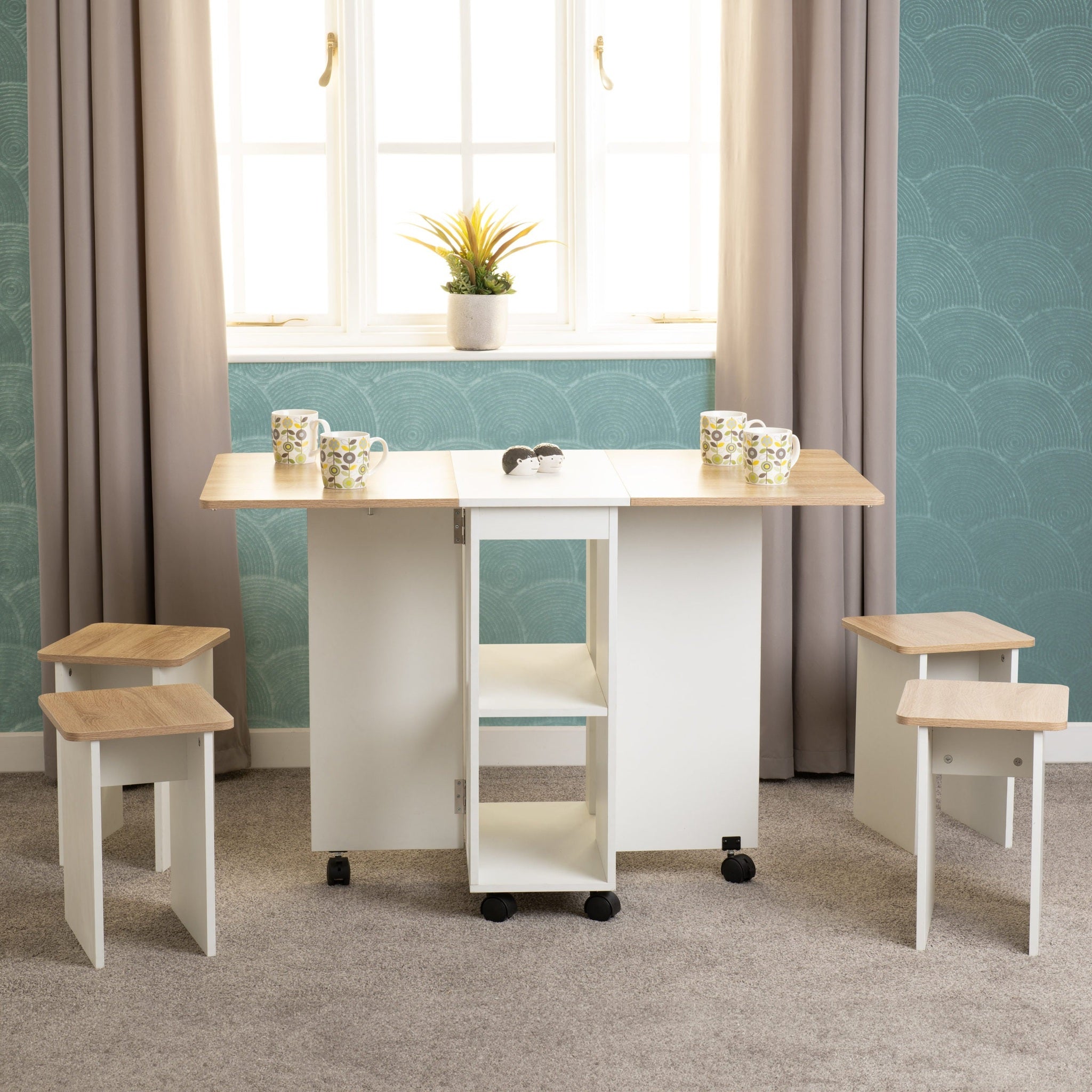 Seymore Stowaway Dining Set - Oak Effect/White