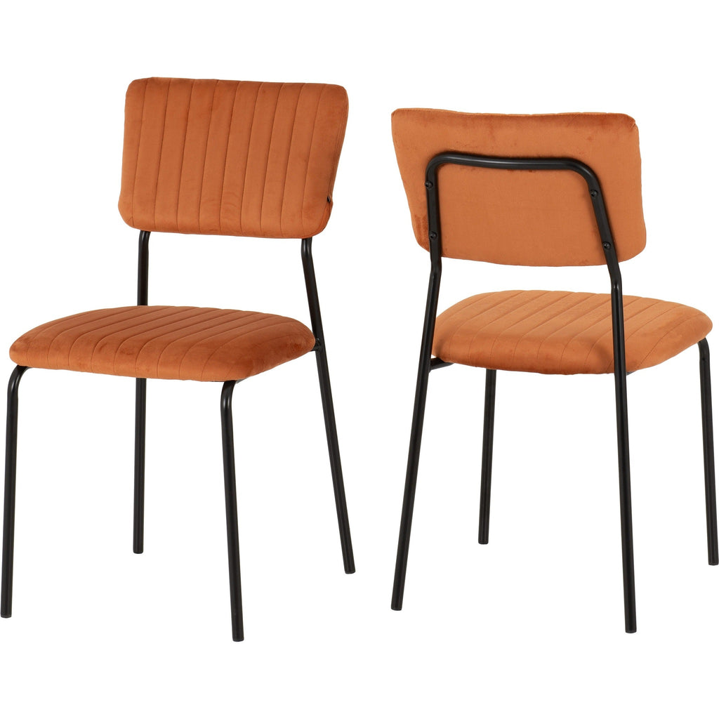 Sheldon Dining Chair X4 Per Box - Burnt Orange Velvet Fabric