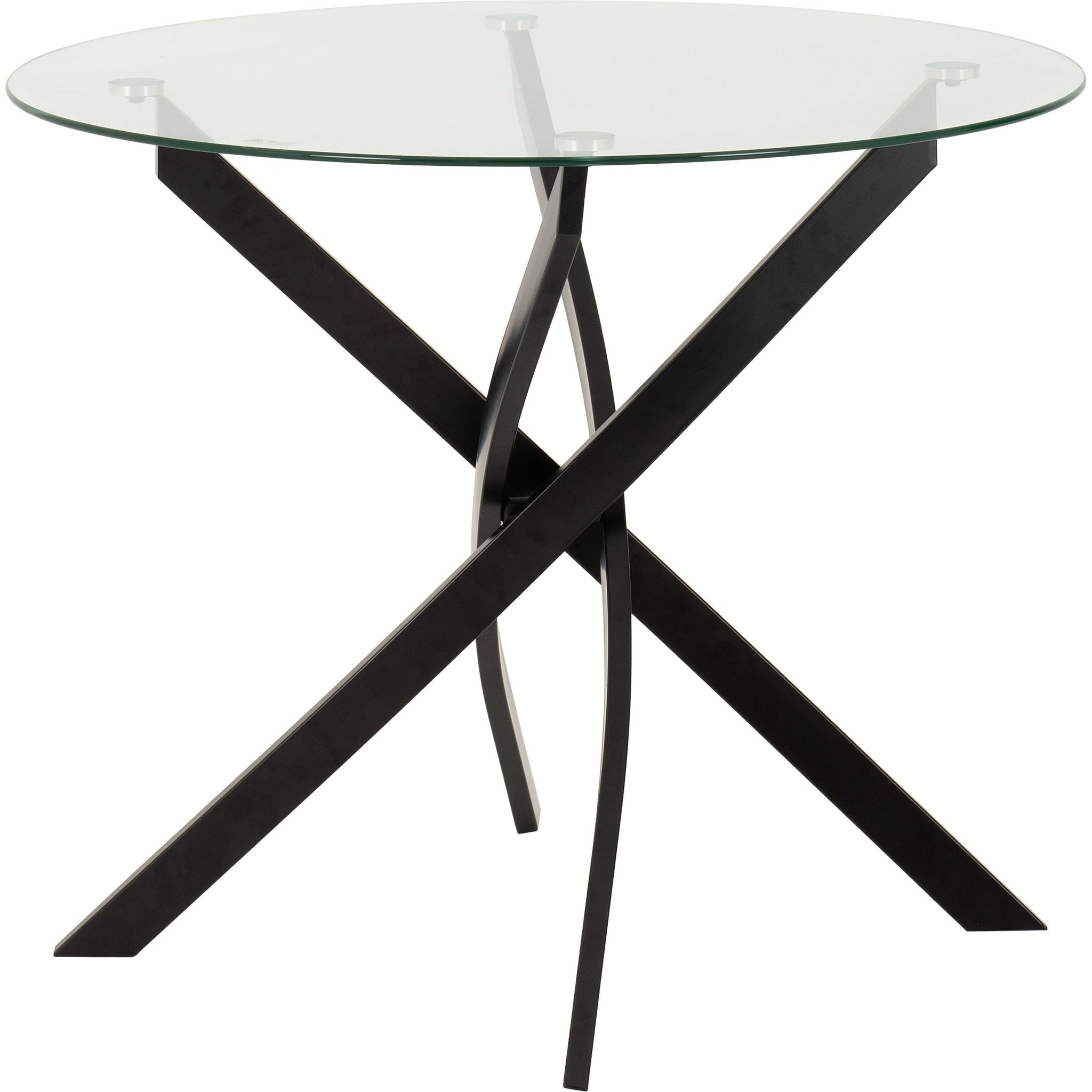 Sheldon Round Glass Top Dining Set X4 Chairs - Clear Glass/Grey Velvet Fabric