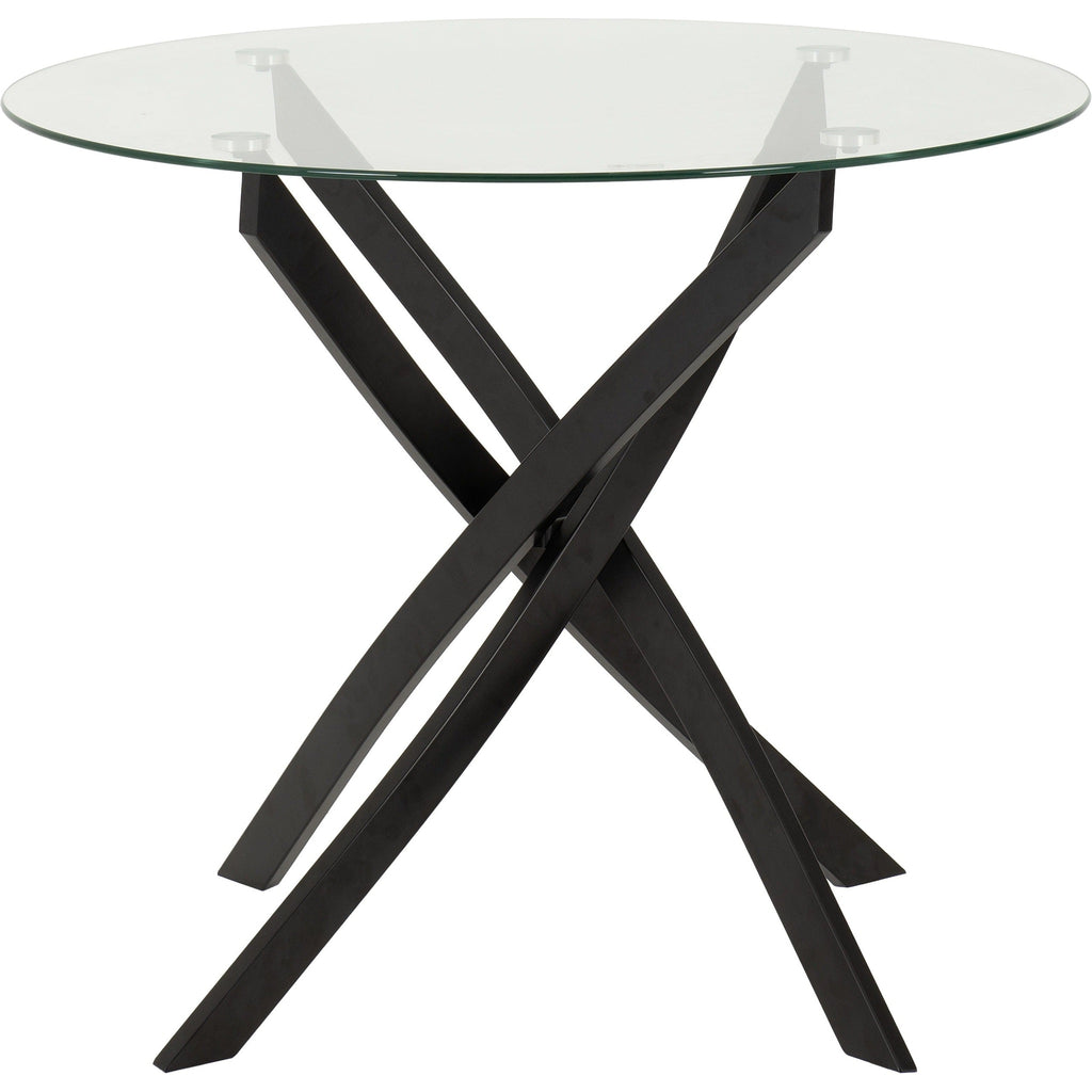Sheldon Round Glass Top Dining Table - Clear Glass/Black