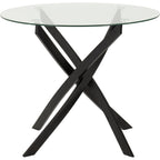 Sheldon Round Glass Top Dining Table - Clear Glass/Black