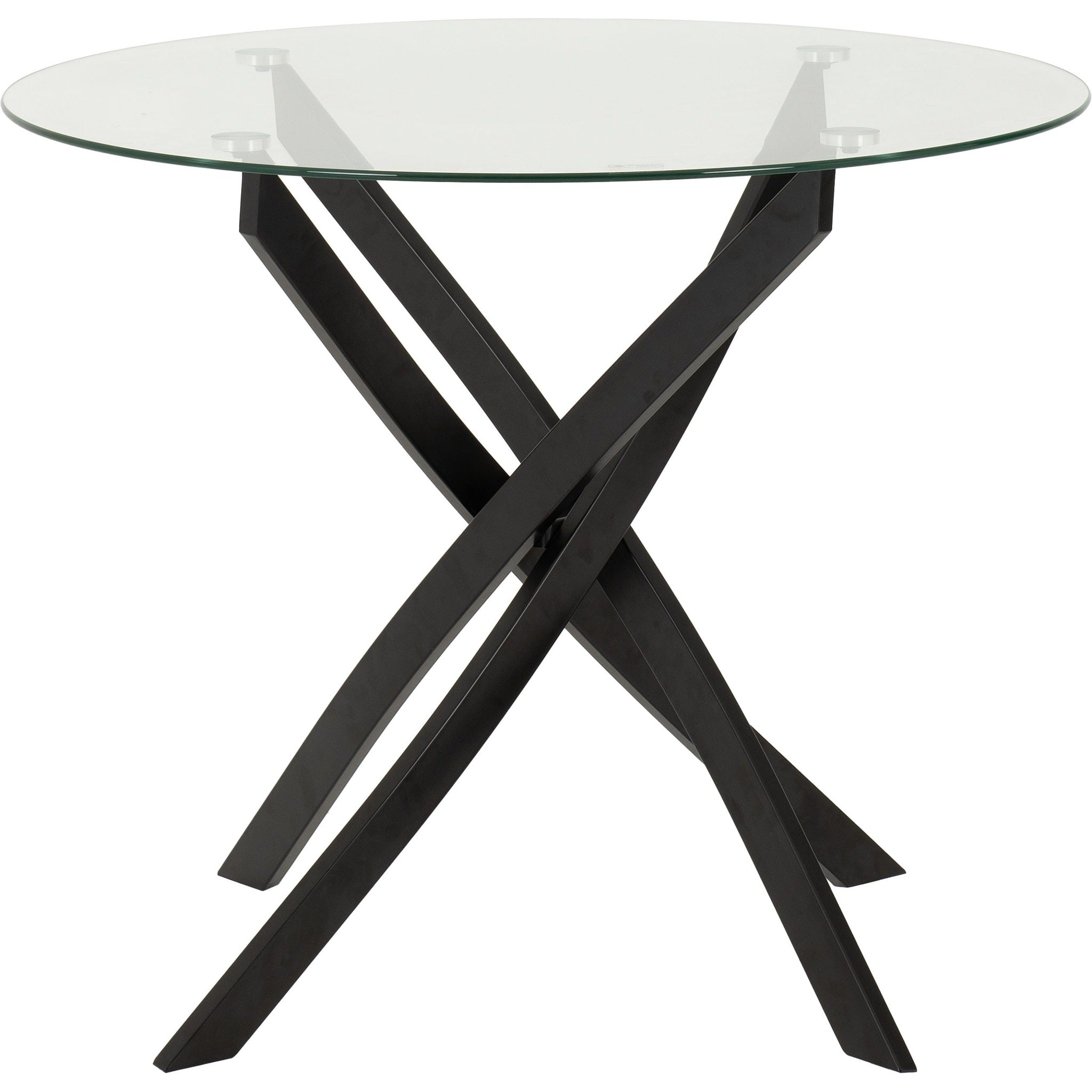 Sheldon Round Glass Top Dining Table - Clear Glass/Black