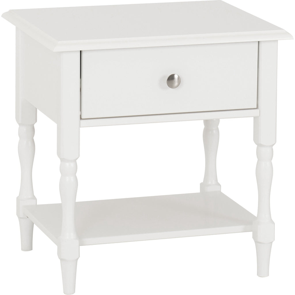 Stratford 1 Drawer Side Table - White