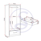 Seville 2 Door 1 Drawer Wardrobe - White Gloss/Light Oak Effect Veneer
