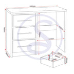 Seville Dressing Table Set - White Gloss/Light Oak Effect Veneer