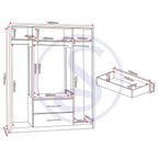 Seville 4 Door 2 Drawer Wardrobe - Grey Gloss/Light Oak Effect Veneer