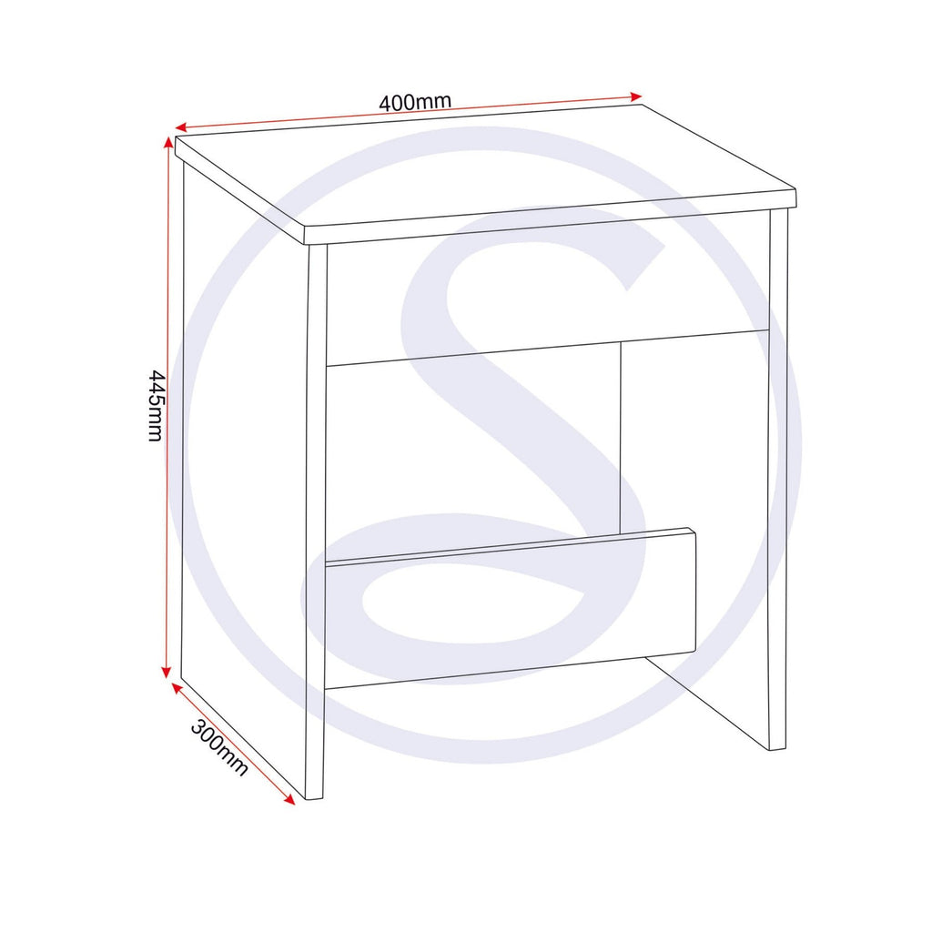 Seville Dressing Table Set - White Gloss/Light Oak Effect Veneer