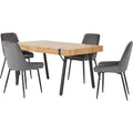 Treviso & Avery Dining Set X4 Chairs - Light Oak Effect/Grey Velvet