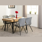 Treviso & Quebec Dining Set X4 Chairs - Light Oak Effect/Grey Pu