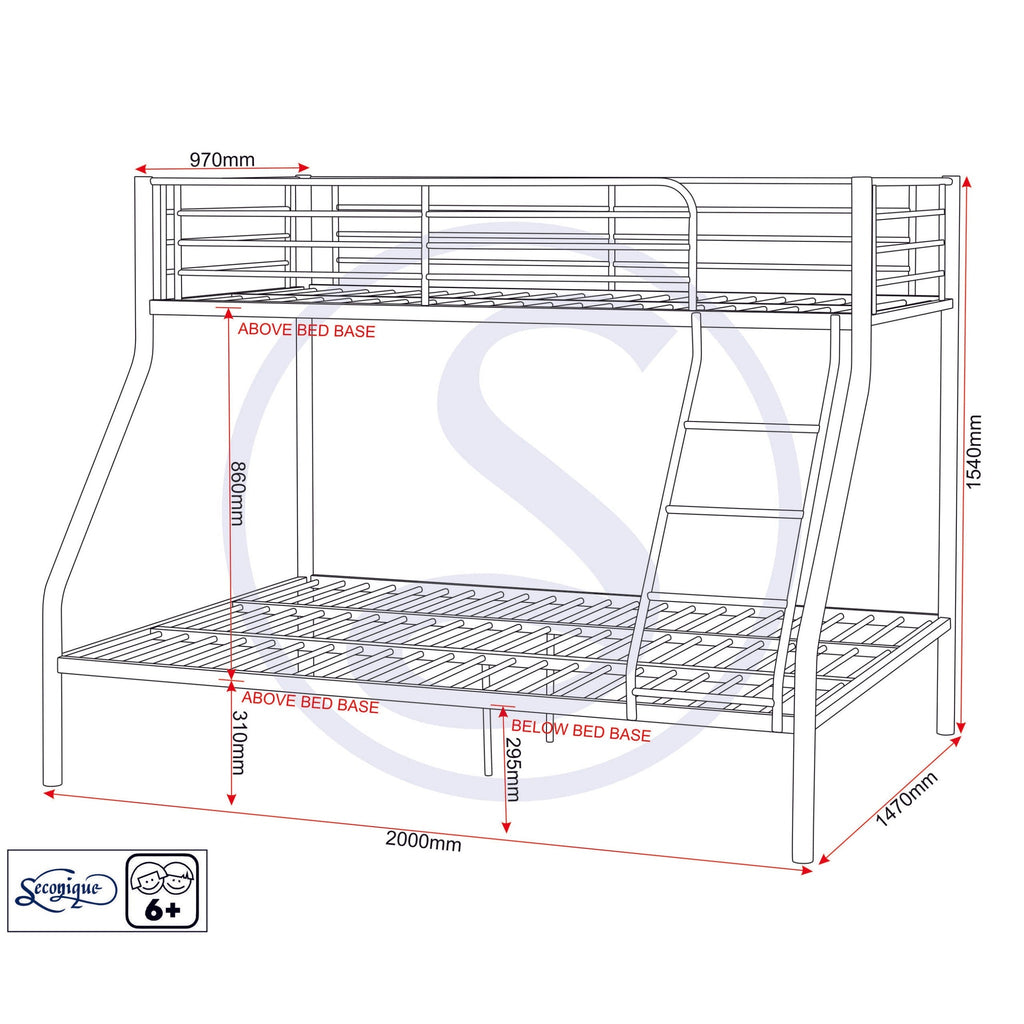 Tandi Triple Sleeper Bunk Bed - Silver