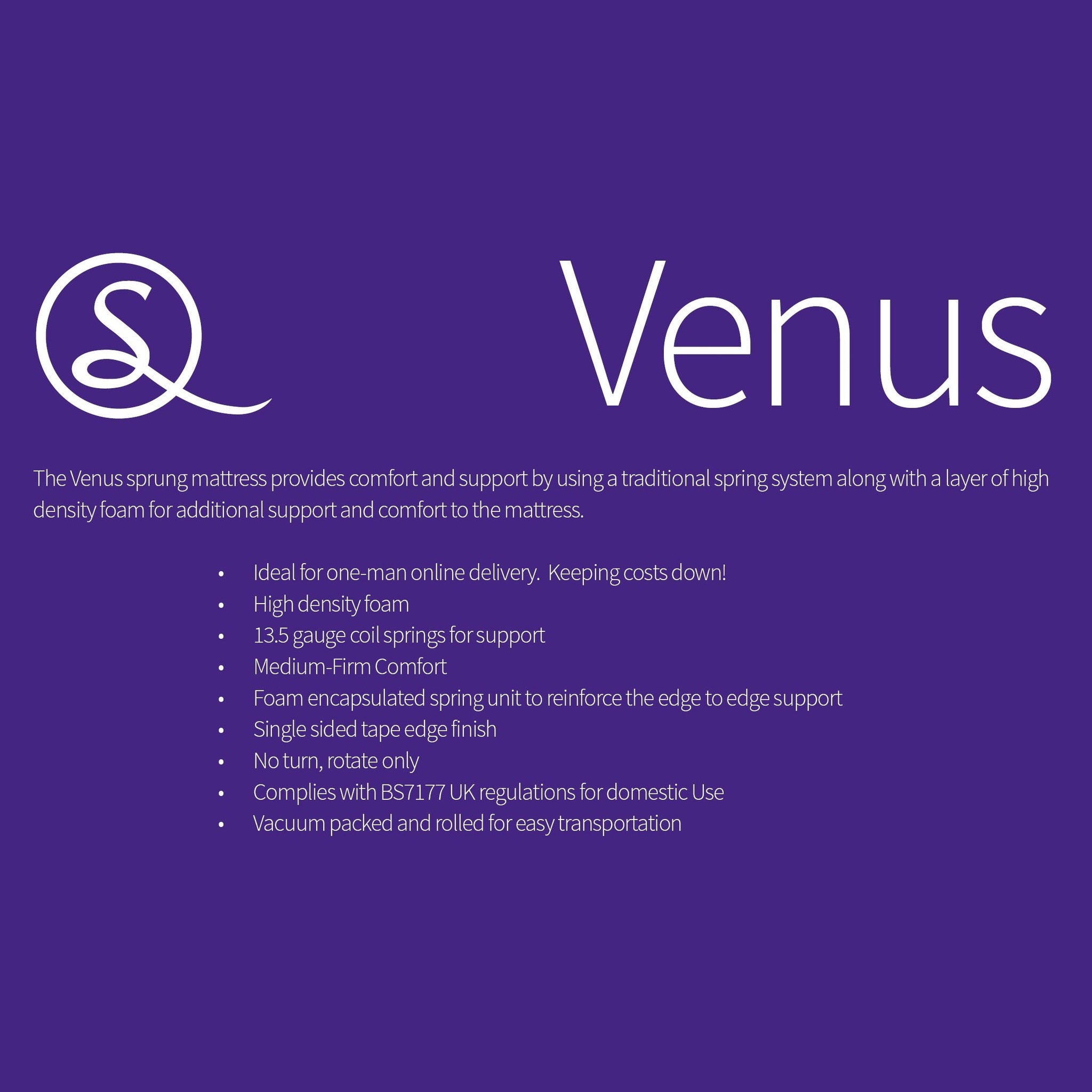 Venus 4' Small Double Memory Cool Rolled Mattress - White Fabric