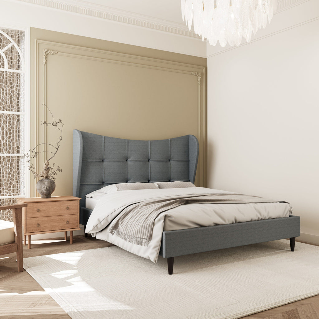 Verona 4'6" Bed - Grey Fabric