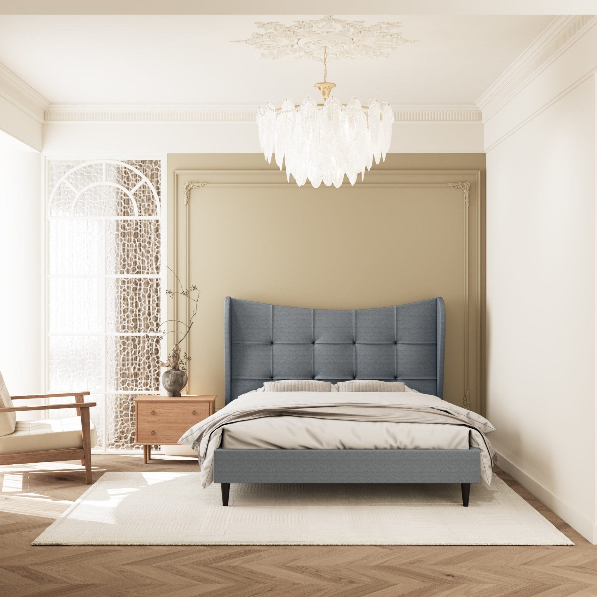 Verona 4'6" Bed - Grey Fabric