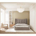 Verona 4'6" Ottoman Bed - Brown Fabric