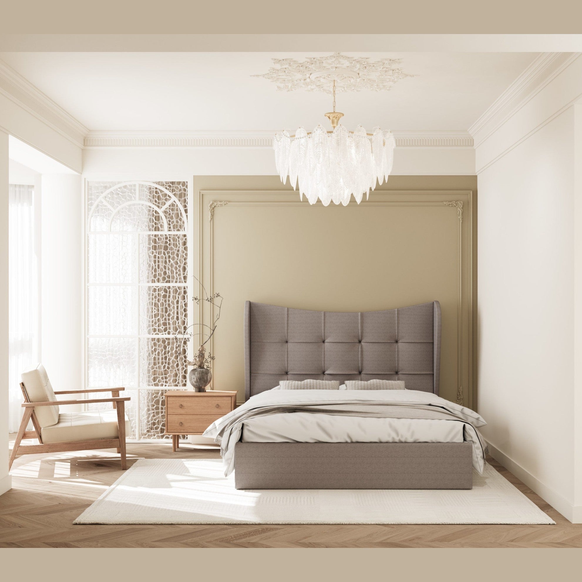 Verona 5' Ottoman Bed - Brown Fabric