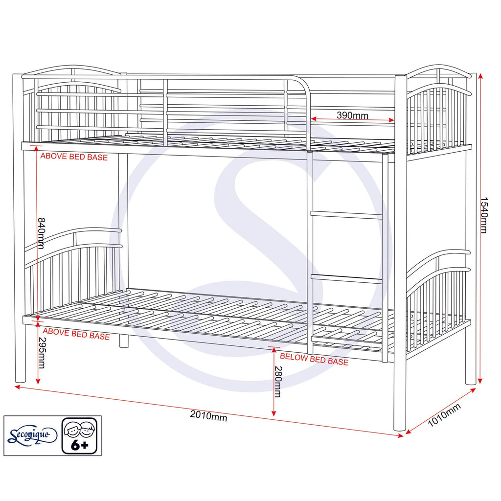 Ventura 3' Bunk Bed - Black