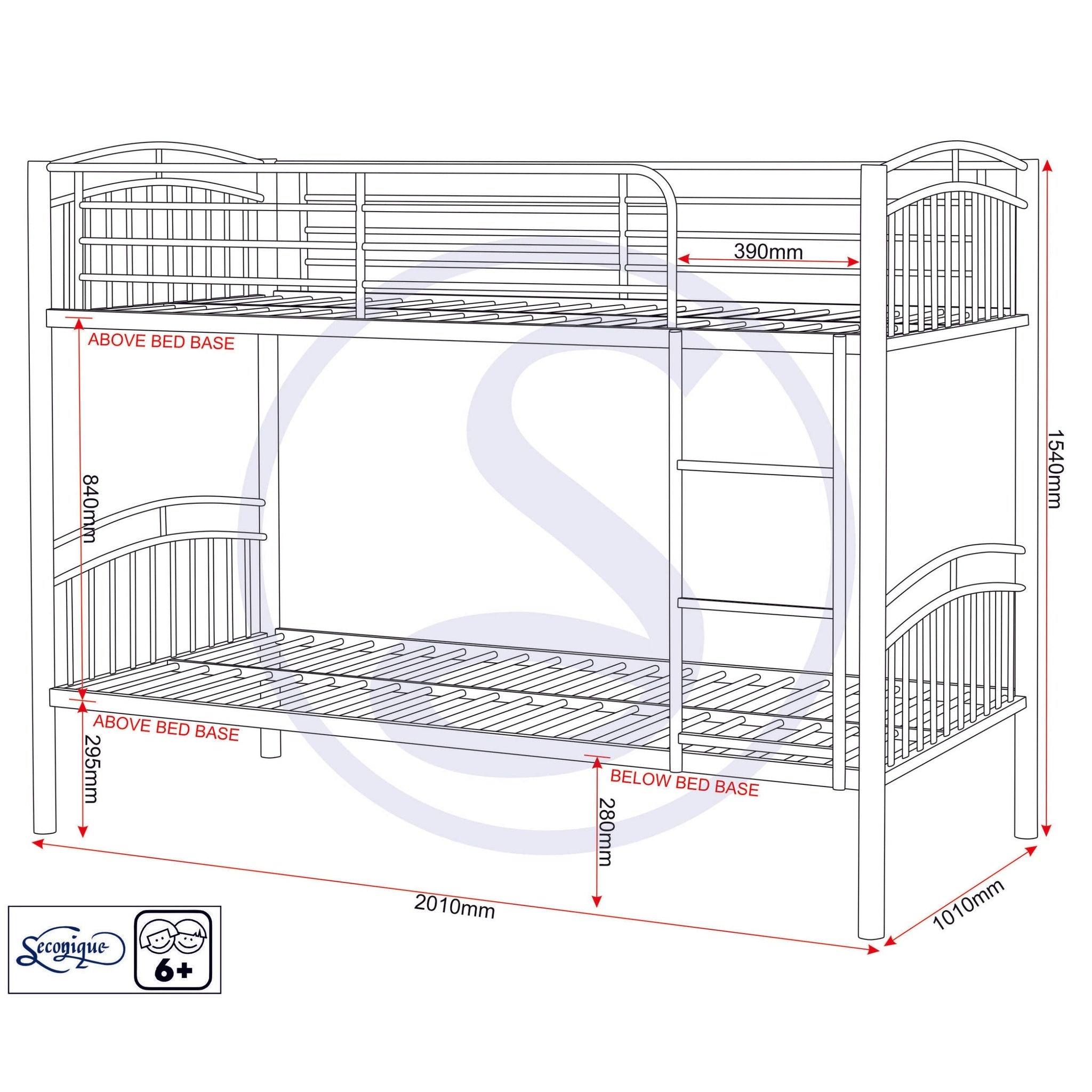 Ventura 3' Bunk Bed - Silver