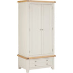 Windsor 2 Door 1 Drawer Wardrobe - Ivory/Oak