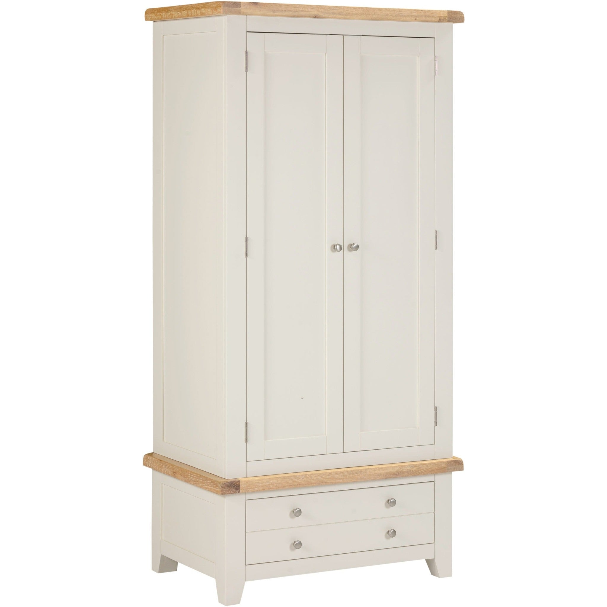 Windsor 2 Door 1 Drawer Wardrobe - Ivory/Oak