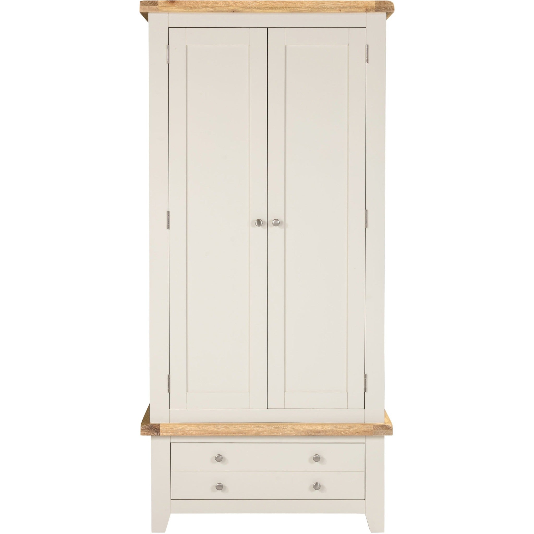 Windsor 2 Door 1 Drawer Wardrobe - Ivory/Oak