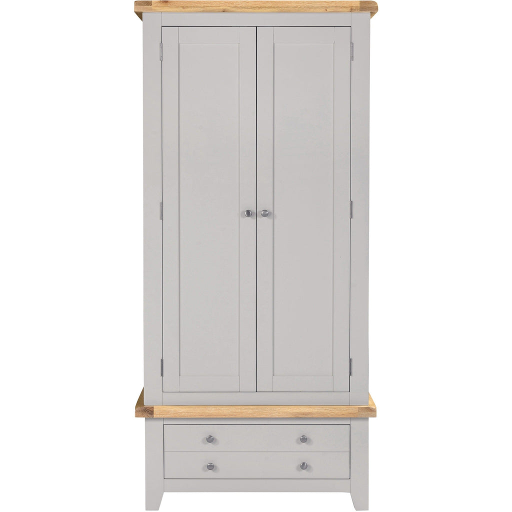 Windsor 2 Door 1 Drawer Wardrobe - Pebble Grey/Oak